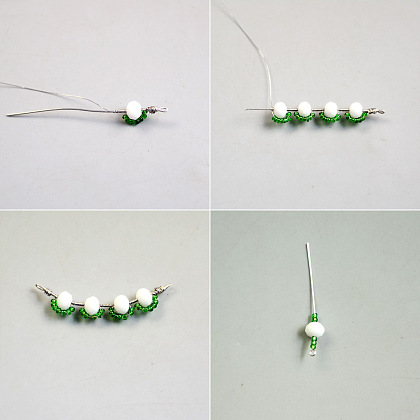 Weißes und grünes Perlenarmband-4