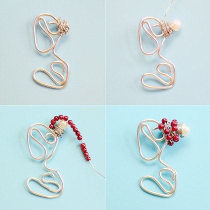 Boucles d'oreilles en perles enroulées en fil-4