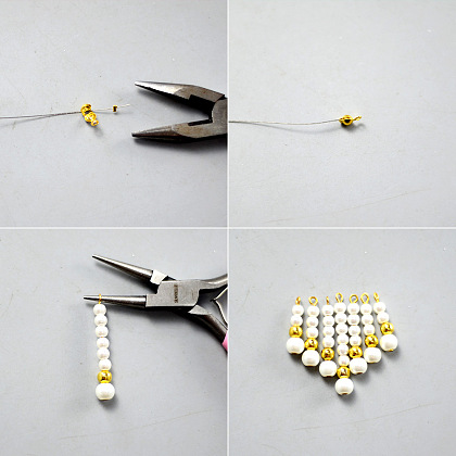 Golden Chain Necklace with Pearl Pendants-3
