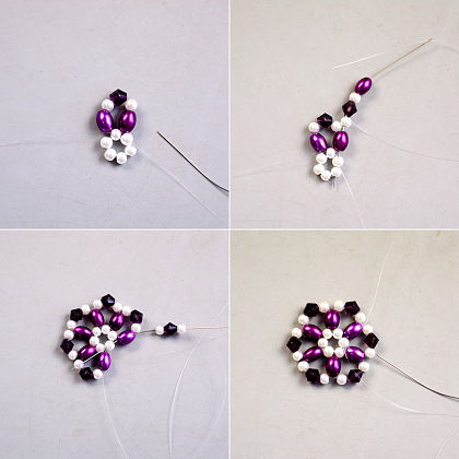 紫色のビーズのイヤリング-3