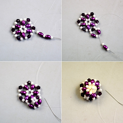 紫色のビーズのイヤリング-4