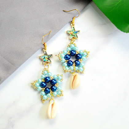 Серьги-звездочки с ракушками