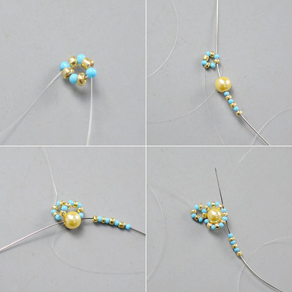 Bracelet de perles bleues et jaunes-3