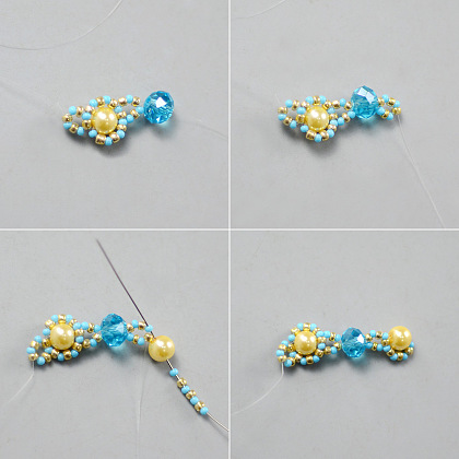 Bracelet de perles bleues et jaunes-4