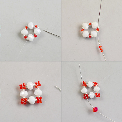 Bracelet de perles rouges et blanches-3