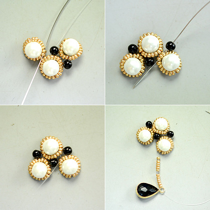 Black and White Beaded Earrings-6