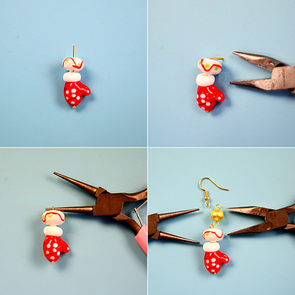 Süße weihnachtliche Bunte Malerei-Perlenohrringe-3