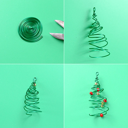 Wire Winding Christmas Tree Earrings-4