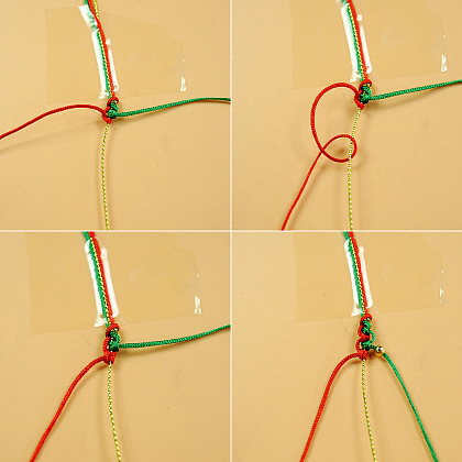 Bracelet tressé de Noël vert et rouge-4
