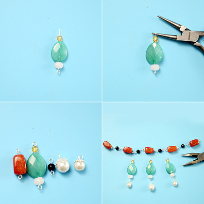 Ensemble collier et boucles d'oreilles en perles de jade-3