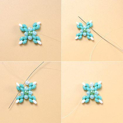 Boucles d'oreilles en perles en forme de diamant-6