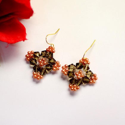 Flower-shaped Crystal Earrings-1