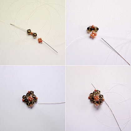 Boucles d'oreilles en cristal en forme de fleur-3