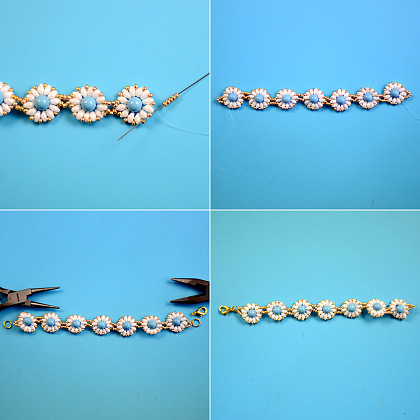 Bracelet petite fleur bleue-5
