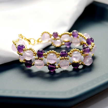 Purple Gemstone Beaded Bracelet
