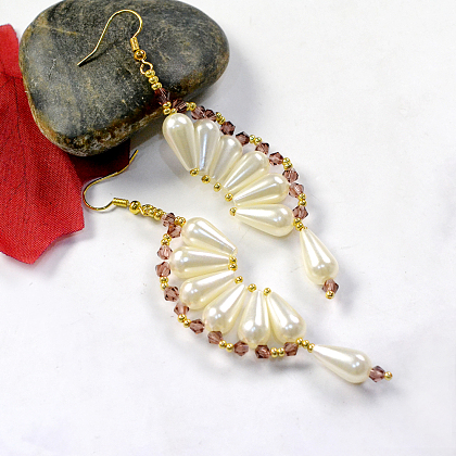 Pendientes de perlas en forma de abanico-1