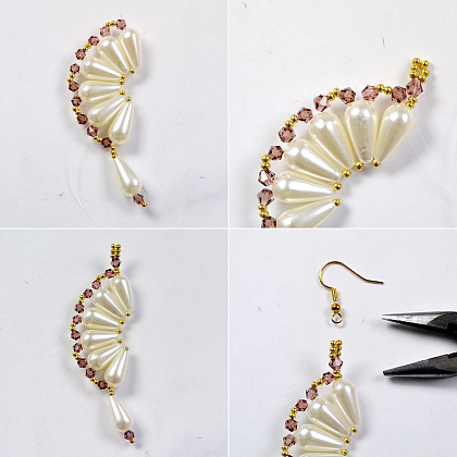 Pendientes de perlas en forma de abanico-4