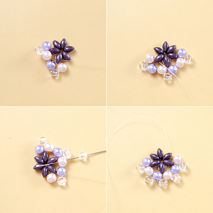 Браслет из фиолетового цветка из бисера-4