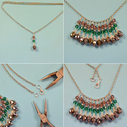 Стеклянное колье с кисточками-5