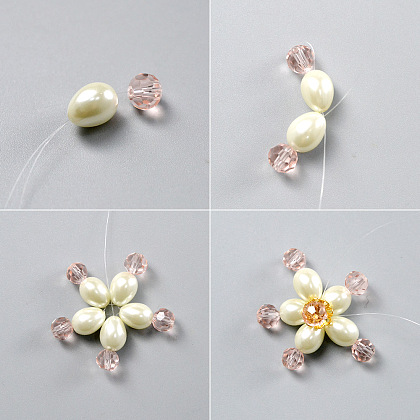 Blumenförmige Haarspange mit Perlen-3