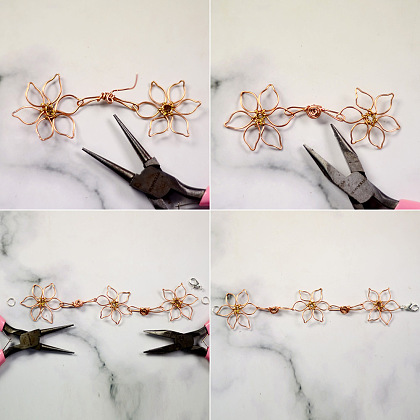 Wire Wrapped Flower Bracelet-7