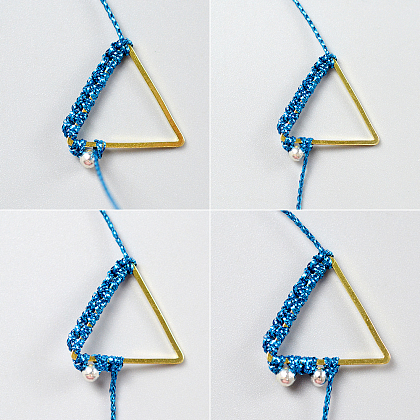 Треугольные серьги с нитками-5