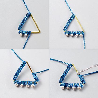 Треугольные серьги с нитками-6