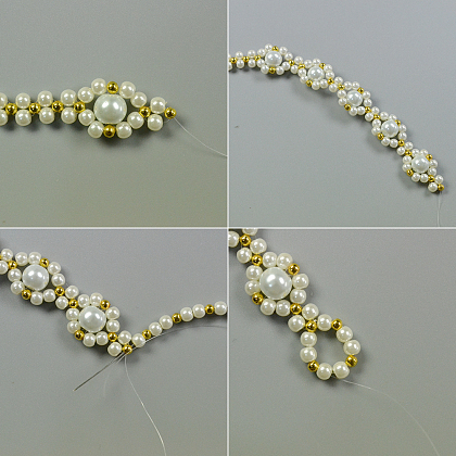 Conjunto de collar y aretes de perlas-5