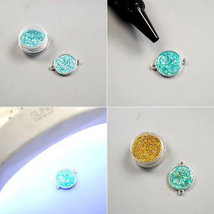 Turquoise UV Resin  Earrings-3