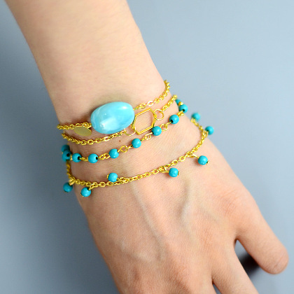 Multi-layer Turquoise Bead Bracelet-1
