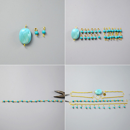 Multi-layer Turquoise Bead Bracelet-4