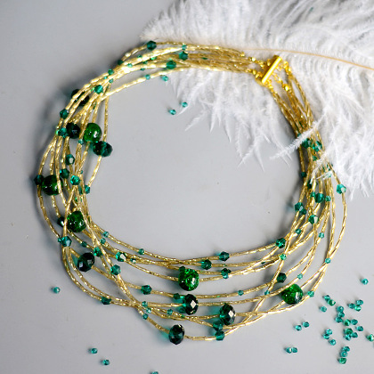 Multi Layer Necklace with Small Beads-1