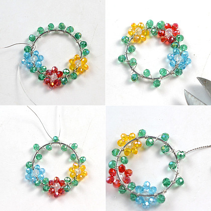 Flower Wreath Dangle Earrings-5