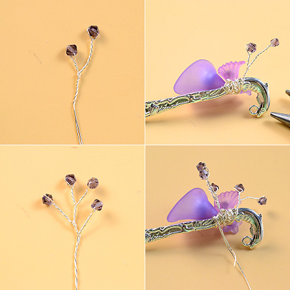 Purple Flower Hair Stick-5
