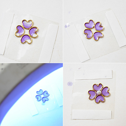 Серьги-гвоздики с цветами из ультрафиолетовой смолы-4