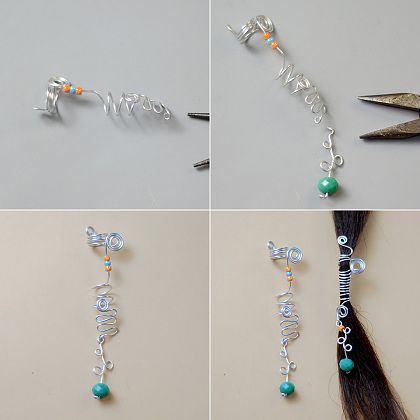 Спиральные аксессуары для волос с бусинами-7