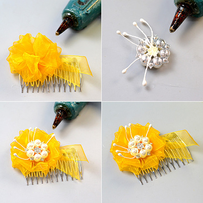 Peigne à cheveux en forme de fleur de ruban-5