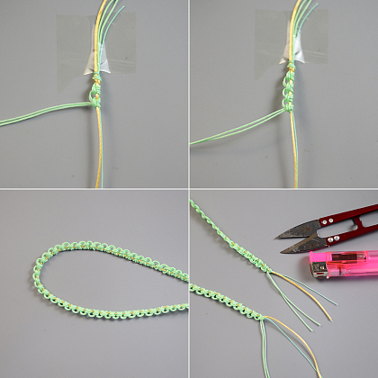 Geflochtenes grünes Halsband mit Sternanhängern-4