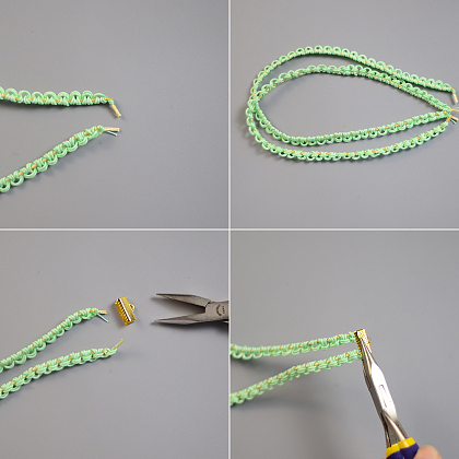 Geflochtenes grünes Halsband mit Sternanhängern-5