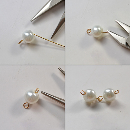 Mehrsträngige Metallrosenhalskette mit Perlen
