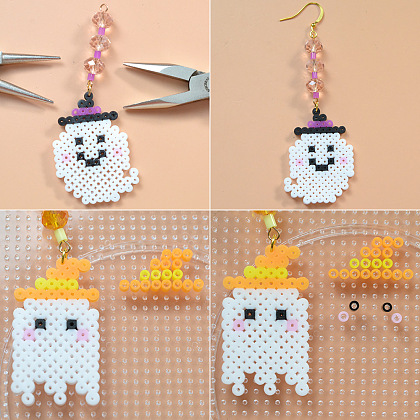 Halloween Fuse Beads Ghost Earrings-5