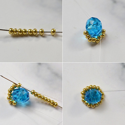 Серьги с висячими синими стеклянными бусинами-3