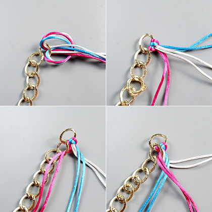 Bracelet chaîne dorée avec fil de nylon tressé-3