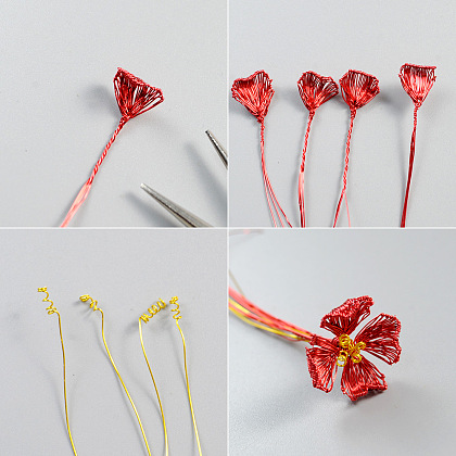 Boucles d'oreilles à fleurs enveloppées de fil-4