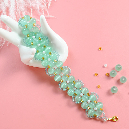 Lightgreen CatEye Beads Bracelet-1