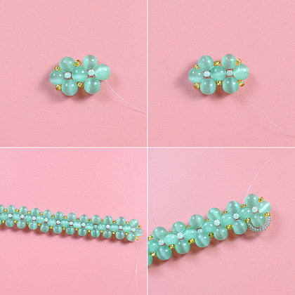 Armband aus hellgrünen Cateye-Perlen-4