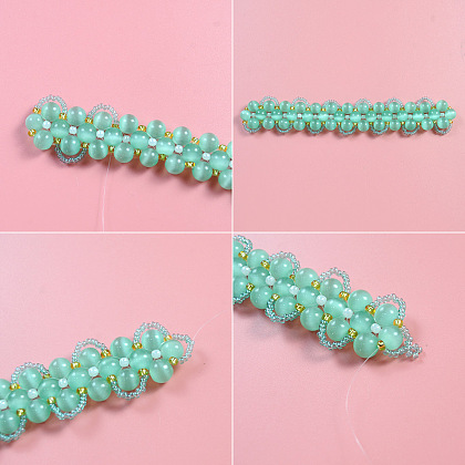 Lightgreen CatEye Beads Bracelet-5