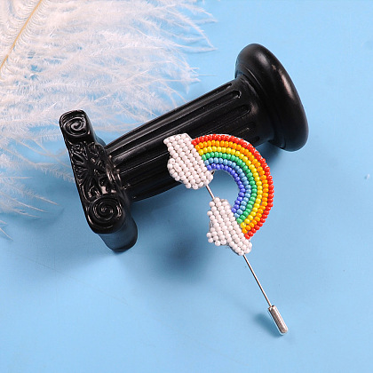 Seed Beads Rainbow Brooch-1