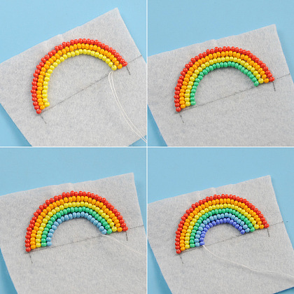 Seed Beads Rainbow Brooch-4