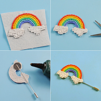 Seed Beads Rainbow Brooch-5